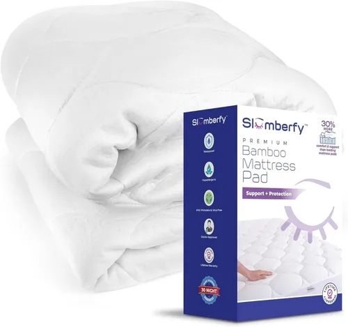 Miniatura 6 de Slumberfy Cubrecolchón de tamaño matrimonial, viscosa hecha de bambú para aliviar el dolor de espalda, enfriamiento natural para personas que