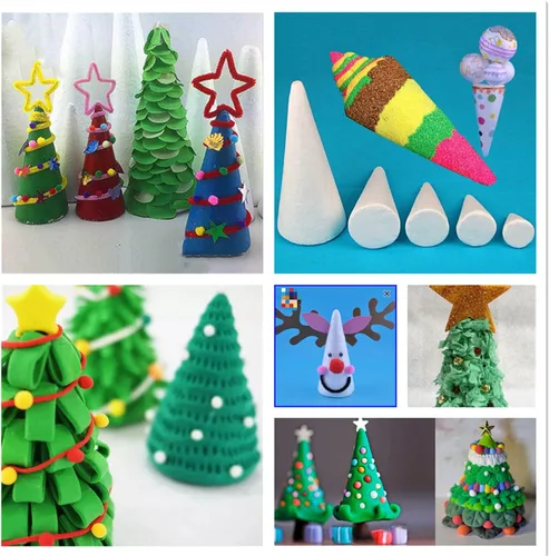 Miniatura 4 de Crafjie Conos de espuma para manualidades y manualidades (4.1 x 13.6 pulgadas, paquete de 2), conos de espuma de árbol de Navidad de poliestireno