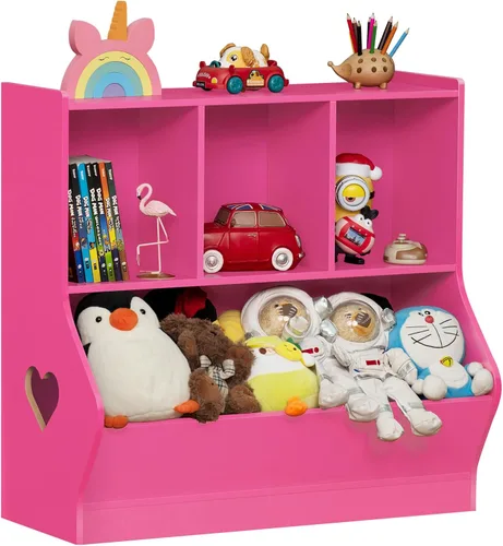 Lerliuo Organizador de almacenamiento de juguetes para niños, estantería y estantería pequeña para niños, armario de almacenamiento de juguetes de 4