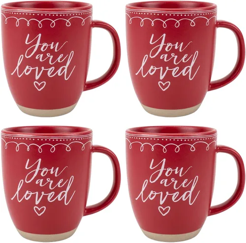 Miniatura 9 de Elanze Designs Joy Raw Clay Bottom Roja Taza de Café de Cerámica Navideña de 16 Onzas