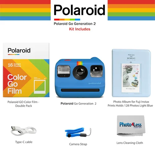 Miniatura 2 de Polaroid Go Generation 2 - Minicámara de película instantánea (azul) incluida con película de color Polaroid GO, paquete doble, álbum de fotos