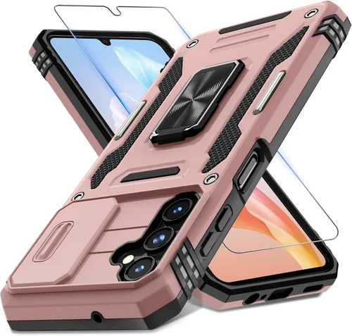 Miniatura 27 de DEERLAMN Funda para Samsung Galaxy A14 5G con Cubierta Deslizante para Cámara + Protector de Pantalla (2 Paquetes), Soporte de Anillo Giratorio