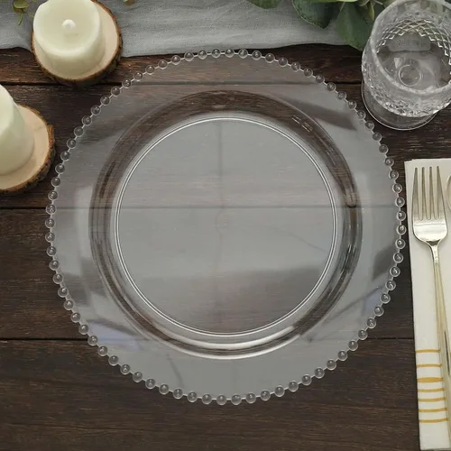 Miniatura 23 de Efavormart - Paquete de 10 platos de postre de plástico transparente rubor con borde de cuentas, platos redondos desechables para ensalada, 8