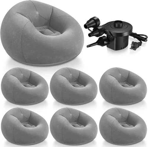 Miniatura 21 de Realspring 6, 9, 12 piezas de puf inflables para adultos con bomba de aire eléctrica, sofá plegable portátil inflable para acampar nocturno de cine
