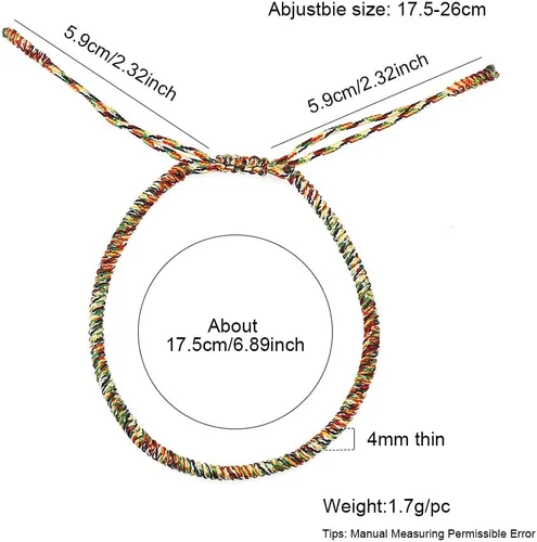 Miniatura 31 de Pulseras tibetanas hechas a mano con cuerda roja para él y ella, pulsera de la amistad, pulsera de la amistad, hilo negro y rojo para protección