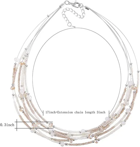 Miniatura 3 de Collar a capas con cristal para mujer, gargantilla con cadena de plata gruesa, regalo de cumpleaños para mujer
