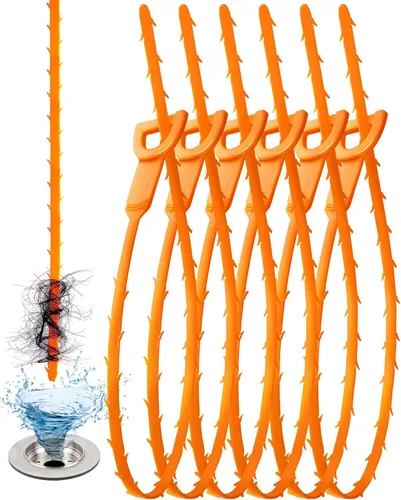 Paquete de 6 quitaobstrucciones de drenaje, serpiente de drenaje flexible para una limpieza eficaz del cabello y los desechos en el fregadero o la