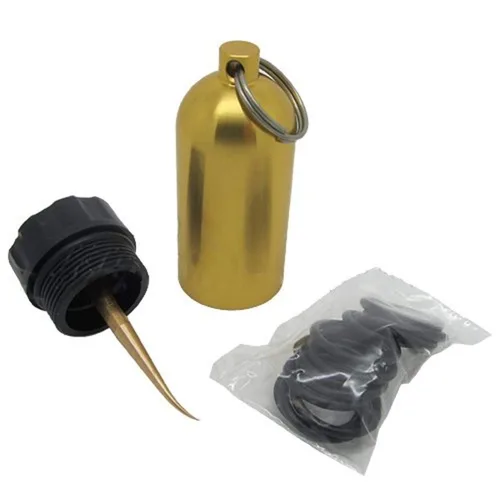 Miniatura 2 de Scuba Choice Mini llavero de tanque de buceo, plateado, 10 juntas tóricas y púa de latón, kit de reparación de regulador compacto, herramienta