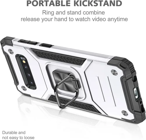 Miniatura 3 de Funda para Samsung Galaxy S10, de grado militar, a prueba de golpes, con soporte de soporte, soporte magnético integrado para montaje en coche