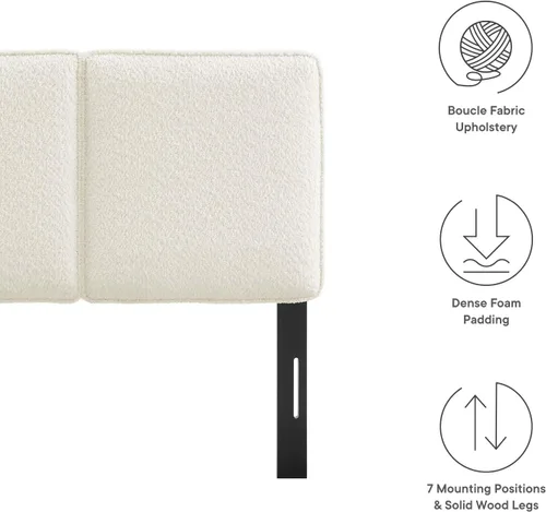 Miniatura 3 de Modway Lindee - Cabecero tapizado tamaño individual con tela de boucle pizarra, cabecero estilo almohada para habitación de niños o dormitorio