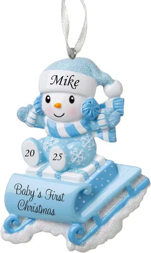 Miniatura 9 de 2025 Adorno de primera Navidad del bebé - Niño bebé con bastón de caramelo personalizado recuerdo festivo – Adorno personalizado de mi primera