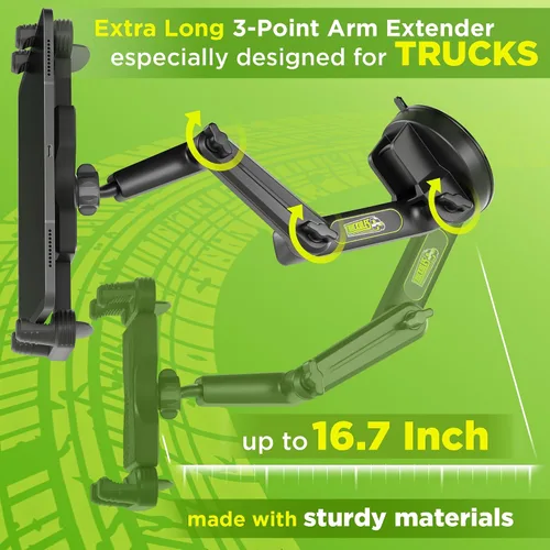 Miniatura 7 de Soporte para Tableta de Camión Montaje de Tableta - Soporte para iPad para Camión, Ventosa Súper Resistente de Servicio Pesado, Brazo Largo de 16.7