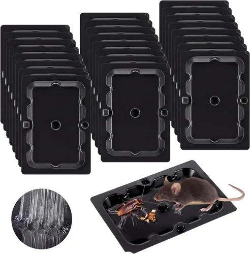 Miniatura 12 de Qualirey Paquete de 12 trampas de pegamento para ratones de 4.6 x 3.2 pulgadas, trampas adhesivas precebadas para ratones, ratas, cucarachas, Negro