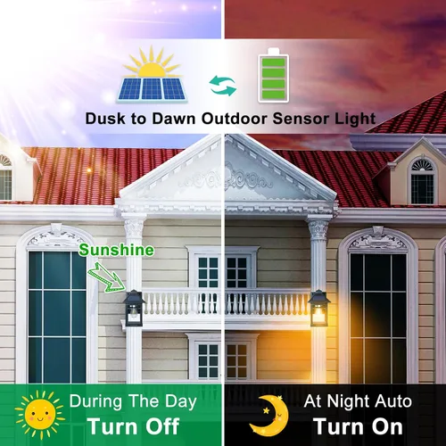 Miniatura 5 de Lámpara solar de pared para exteriores con 3 modos de iluminación, lámpara LED de montaje de pared del atardecer al amanecer, sensor de movimiento