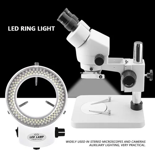 Miniatura 4 de Luz de microscopio LED 144 LED Brillo ajustable para cámara de microscopio estéreo (blanco)