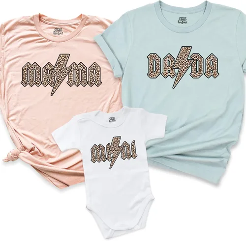 Miniatura 3 de Camisetas familiares a juego, mini tops de mamá dada, camisetas familiares Rocker Lover