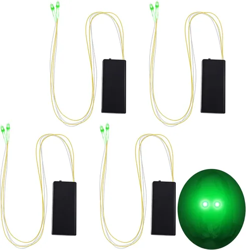 Miniatura 8 de 4 piezas de ojos con luz LED brillante de Halloween para máscara de cosplay, ojos láser con caja de batería, batería no incluida (luz roja)