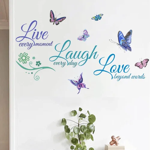 Miniatura 5 de Live Love Laugh - Juego de 3 calcomanías motivacionales para pared, calcomanías inspiradoras para la familia (18 x 39 pulgadas, verde, azul y morado)
