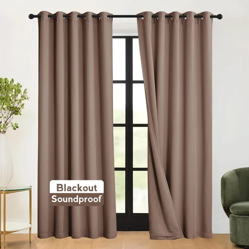 Miniatura 46 de RYB HOME 3 en 1 insonorizadas - oscurecedoras - cortinas de lino con aislamiento, cortinas de ahorro de energía con bloqueo de ruido para Lino blanco