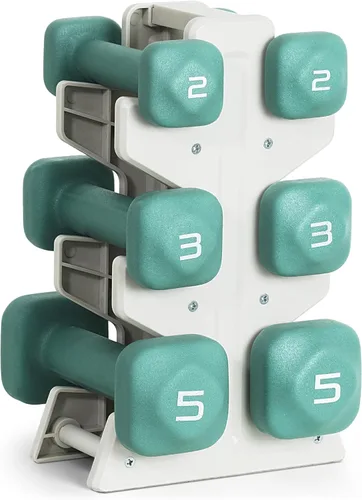 Miniatura 49 de Tone Fitness Juego de mancuernas de neopreno con estante de almacenamiento – Pesos de mano antideslizantes y antideslizamiento para entrenamientos
