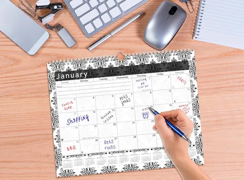Miniatura 5 de Calendario mensual 2025-2026 de pared o escritorio encuadernado en espiral, calendario de escritorio de 18 meses, calendario/planificador de pared