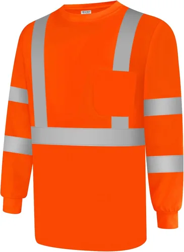 Miniatura 15 de Camisas de alta visibilidad para hombres Clase 3 Hi Vis reflectantes, camisas de seguridad para construcción para hombres y mujeres, de manga larga