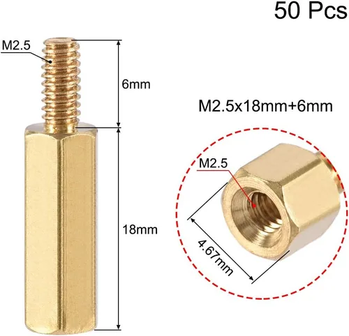 Miniatura 2 de uxcell M2.0.197x0.157 in+0.157 in macho-hembra latón hexagonal PCB placa base separador separador para FPV Drone Quadcopter, computadora y placa