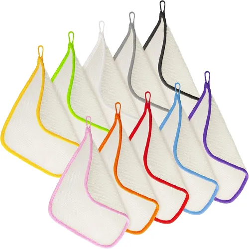 Tatuo Paquete de 10 paños de lavado exfoliantes para cuerpo y cara, exfoliante de baño de tejido suave, toalla de baño exfoliante para eliminar la