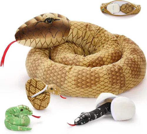 Miniatura 16 de Tezituor Juego de 5 lagartos de peluche realistas con bebés, 26.4 pulgadas, gran peluche de dragón barbudo, juguete de juguete para niños