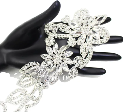 Miniatura 7 de PEARLY JUN Apliques de Pedrería Plateados Parches de Apliques de Diamantes para Vestidos Costura a Mano Proyectos de Manualidades DIY Ropa de Boda