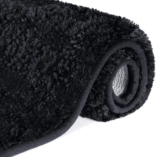 Lifewit Alfombra de baño antideslizante, alfombra de baño de microfibra afelpada, suave y gruesa, absorbente de agua, lavable a máquina, color Negro