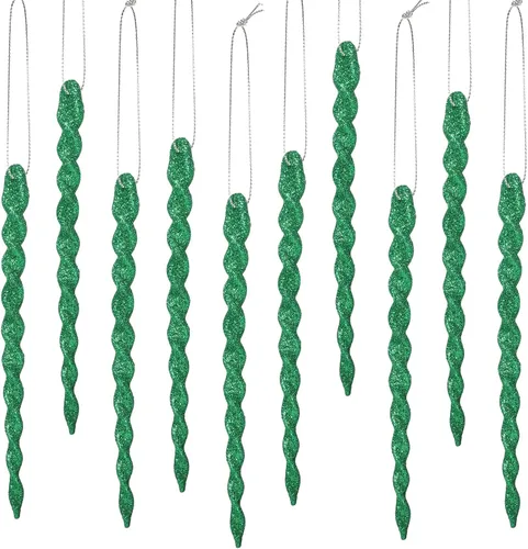 Miniatura 16 de 30 piezas de carámbanos de plástico trenzados para árbol de Navidad; adornos colgantes para árbol de Navidad, fiesta de Navidad, boda, fiesta