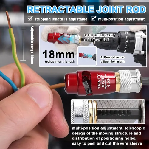 Miniatura 2 de Herramienta automática de pelado y torsión de cables para taladro, kit de conector de pelacables eléctricos para cables 2.5 - Tornillo de tuerca