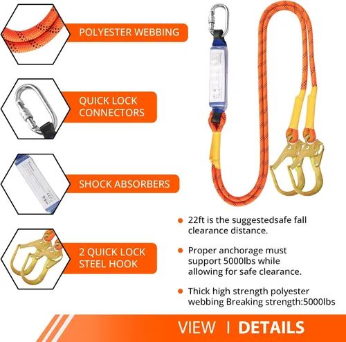 Miniatura 4 de TRSMIMA Arnés de seguridad con protección contra caídas, kit de arnés de techo para hombre, arnés de construcción de cuerpo completo con cordón