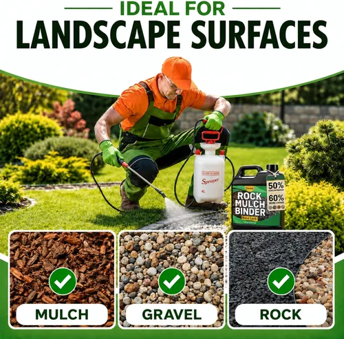 Miniatura 4 de Teexpert Pegamento de roca para paisajismo: carpeta de mantillo de 170 oz, concentrado adhesivo de grava de guisante, fijación de piedra resistente