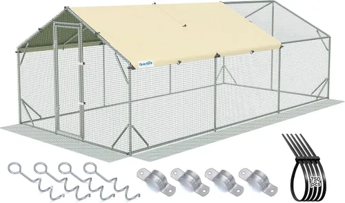 Miniatura 10 de Quictent Gallinero de metal grande de alta calidad mejorado con tela reforzada y tubo de metal galvanizado, jaula para aves de corral para patio al