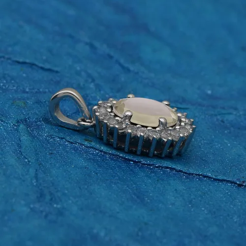 Miniatura 3 de Colgante de plata de ley 925 con amatista verde natural 280 quilates con topacio blanco