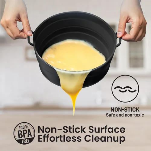Miniatura 4 de Forros de cesta de freidora de aire de silicona plegables para olla - Forros de freidora de aire reutilizables tazón para 5 cuartos de galón o más
