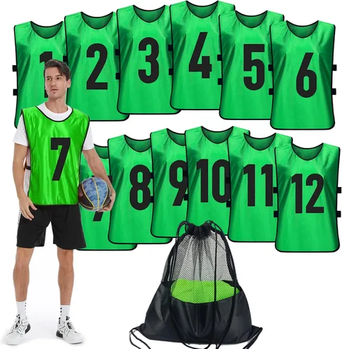 Miniatura 9 de Scrimmage - Chaleco de entrenamiento (12 unidades) para deportes de equipo, camisetas para adultos y jóvenes, baberos de fútbol, camisetas