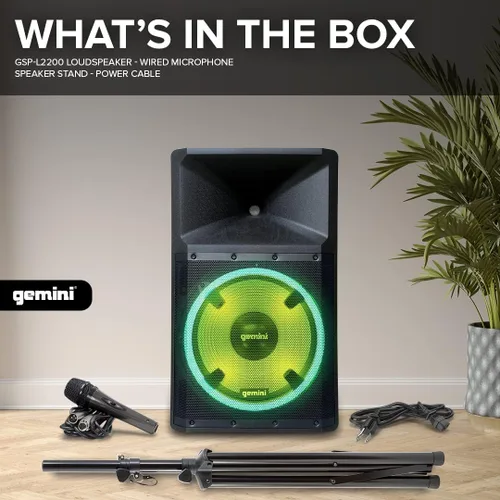 Miniatura 3 de Gemini - Altavoz PA alimentado de 15 pulgadas, altavoz PA Bluetooth de 2200 W con mezclador, entradas XLR, altavoces DJ activos para fiestas