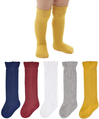Miniatura 46 de EPEIUS Calcetines altos hasta la rodilla para bebés y niños pequeños (paquete de 3/5)