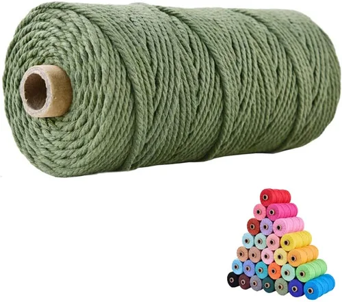 Cordón de macramé natural, 3mm x 109 yardas, cuerda de hilo de algodón de colores para manualidades, tejer, colgar plantas, decoración de Navidad y
