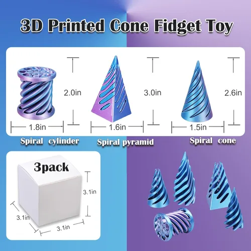 Miniatura 2 de Escultura Imposible Pirámide Pase 3D Impresa, Juguete para Ansiedad de Cono, Imposible Cilindro Alivio de Ansiedad, Imposible Pase Mágico