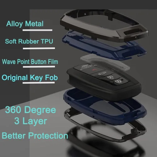 Miniatura 4 de Funda de aleación de metal para llavero, compatible con Toyota Camry RAV4, Highlander, Corolla, Avalon, C-HR, Prius, GT86, control remoto sin llave