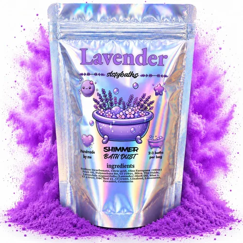 Bomba de baño con brillo de lavanda morada en una bolsa, bombas de baño perfumadas hechas a mano para mujeres, niños y hombres, bombas de baño a