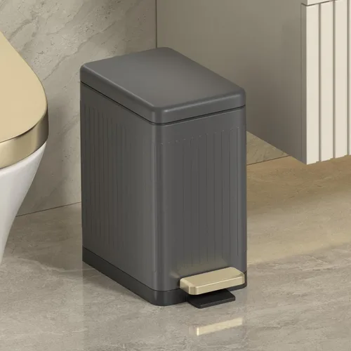 Miniatura 2 de Mbillion Cubo de basura para baño con tapa - Cubo de basura delgado de acero inoxidable con pedal - Papelera de metal - Cubo de basura rectangular