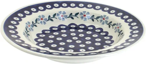 Cerámica polaca de rosa azul – Plato de sopa azul violeta – 9.25 pulgadas de diámetro – Gran cuenco para sopas, ensaladas y pastas
