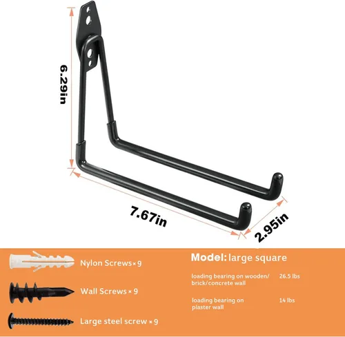 Miniatura 2 de Ganchos de almacenamiento de garaje, colgador de pared de 7.5 pulgadas de largo, organizador de garaje, ganchos resistentes para escaleras, esquí
