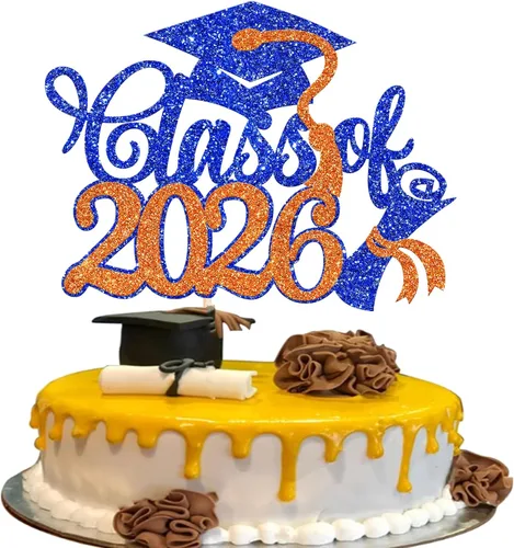 Miniatura 32 de Rsstarxi 1 paquete de decoración de pastel con purpurina para la clase de 2026, decoraciones de graduación 2026, tapa de felicitaciones