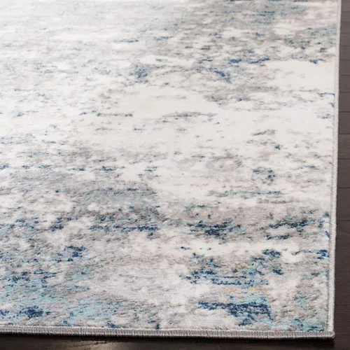 Miniatura 4 de SAFAVIEH - Alfombra de la colección Brentwood - 9' x 12', gris claro y azul, diseño abstracto moderno, no desprende pelusa y fácil de cuidar, ideal